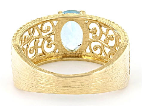 Sky Blue Topaz 18K Yellow Gold Over Sterling Silver Filigree Ring 0.63ct