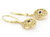 Blue Crystal 18k Yellow Gold Over Sterling Silver Double Sided Filigree Earrings