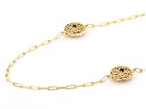 Blue Crystal 18K Yellow Gold Over Sterling Silver Double Sided Filigree Station Necklace