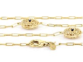 Blue Crystal 18K Yellow Gold Over Sterling Silver Double Sided Filigree Station Necklace