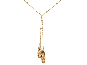 Picture of 18K Yellow Gold Over Sterling Silver Double Filigree Tear Drop Station Necklace