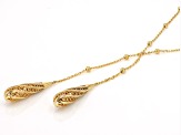18K Yellow Gold Over Sterling Silver Double Filigree Tear Drop Station Necklace