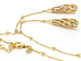 18K Yellow Gold Over Sterling Silver Double Filigree Tear Drop Station Necklace