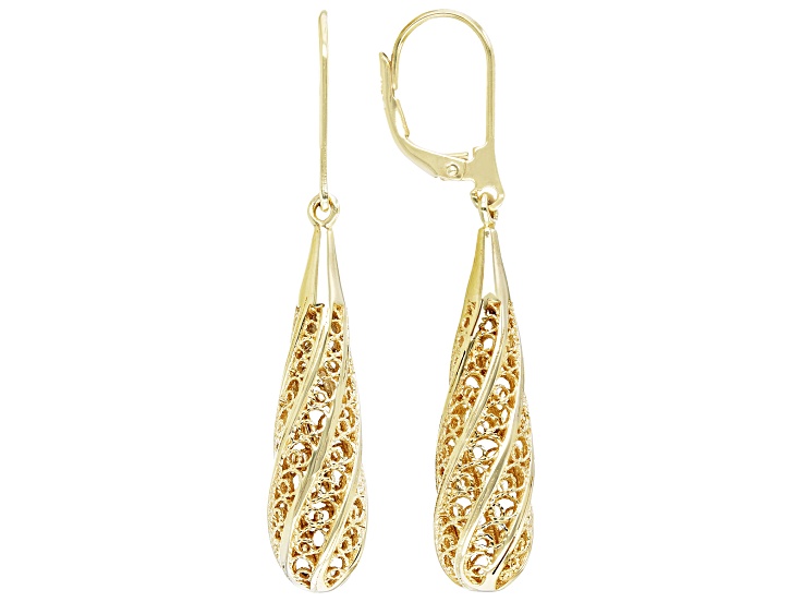 おすすめ 18K Yellow Gold Over Sterling Silver Filigree Tear Drop アクセサリー
