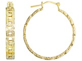 18K Yellow Gold Over Sterling Silver Interlocking Design Hoop Earrings