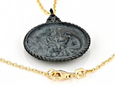 Cubic Zirconia & Oxidized Disc 18K Yellow Gold Over Sterling Silver Necklace 0.26ctw