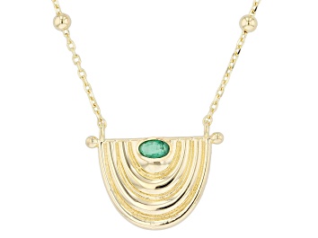 Picture of Green Crystal 18K Yellow Gold Over Sterling Silver Necklace