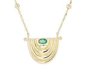 Green Crystal 18K Yellow Gold Over Sterling Silver Necklace