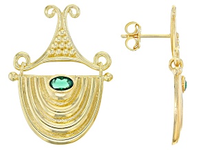 Green Crystal 18K Yellow Gold Over Sterling Silver Earrings