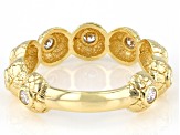 Cuibc Zirconia 18K Yellow Gold Over Sterling Silver Textured Band Ring 0.55ctw