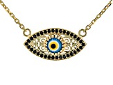 Multi-Color Enamel & Black Spinel 18K Yellow Gold Over Silver Necklace 0.21ctw