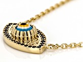 Multi-Color Enamel & Black Spinel 18K Yellow Gold Over Silver Necklace 0.21ctw