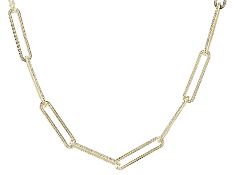 18k Yellow Gold Over Sterling Silver Paper Clip Chain Necklace