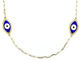 Multi-Color Enamel 18k Yellow Gold Over Sterling Silver Evil Eye Station Necklace