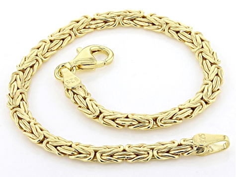 5mm 18K Gold Over Sterling Silver Byzantine Bracelet