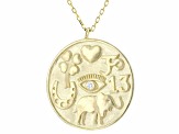 Diamond Simulant Accent 18K Yellow Gold Over Sterling Silver Lucky Charm Necklace 0.05ct