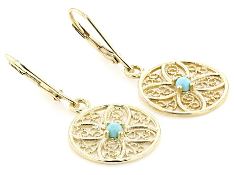3mm Turquoise 18K Yellow Gold Over Sterling Silver Earrings