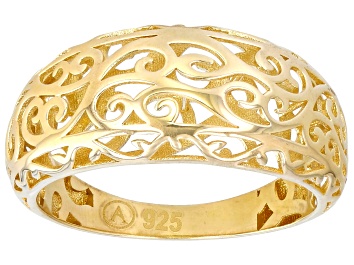 Picture of 18K Yellow Gold Over Sterling Silver Filigree Ring