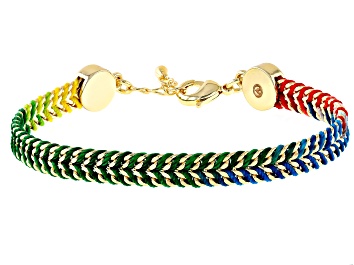 Picture of 18K Gold Over Brass Multi-Color Cord Bracelet