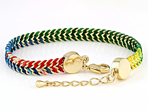 18K Gold Over Brass Multi-Color Cord Bracelet