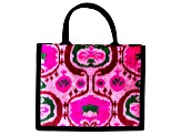 Ikat Pink Velvet Tote Bag