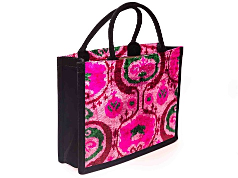 Ikat Pink Velvet Tote Bag