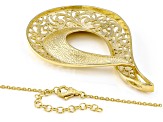 18K Yellow Gold Over Sterling Silver Textured Pendant With Chain