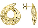 18K Yellow Gold Over Sterling Silver Textured Earring