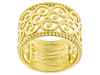 Picture of 18K Yellow Gold Over Sterling Silver Textured Band Ring