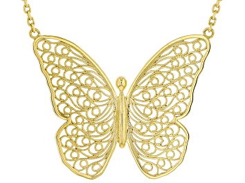 Picture of 18K Yellow Gold Over Sterling Silver Butterfly Necklace