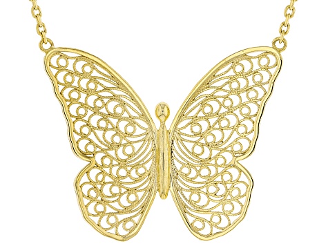 18K Yellow Gold Over Sterling Silver Butterfly Necklace