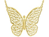 18K Yellow Gold Over Sterling Silver Butterfly Necklace