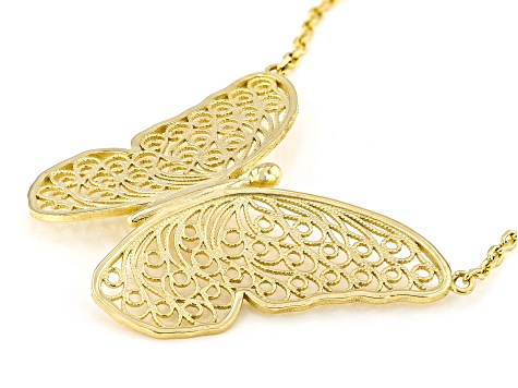 18K Yellow Gold Over Sterling Silver Butterfly Necklace