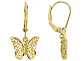 18K Yellow Gold Over Sterling Silver Butterfly Earrings