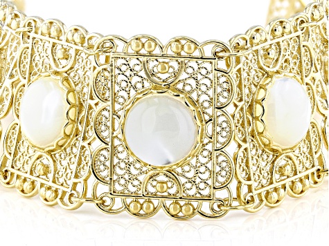 White Mother-of-Pearl 18K Yellow Gold Over Sterling Silver Bracelet