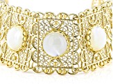 White Mother-of-Pearl 18K Yellow Gold Over Sterling Silver Bracelet