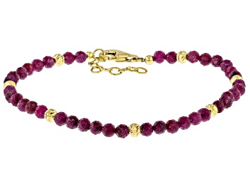 Picture of 4mm Mahaleo(R)Ruby With 18K Yellow Gold Over Sterling Silver Accent Beaded Bracelet