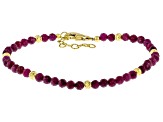 4mm Mahaleo(R)Ruby With 18K Yellow Gold Over Sterling Silver Accent Beaded Bracelet