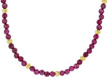 Picture of 4mm Mahaleo(R)Ruby With 18K Yellow Gold Over Sterling Silver Accent Beaded Necklace