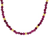 4mm Mahaleo(R)Ruby With 18K Yellow Gold Over Sterling Silver Accent Beaded Necklace