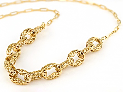18K Yellow Gold Over Sterling Silver Mariner Link Chain  Necklace