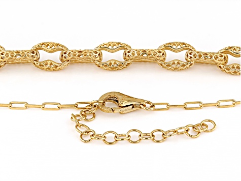 18K Yellow Gold Over Sterling Silver Mariner Link Chain  Necklace