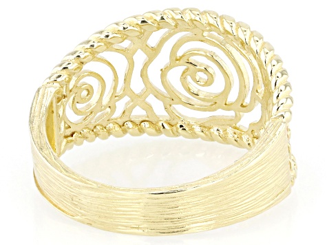 18K Yellow Gold Over Sterling Silver Rose Ring