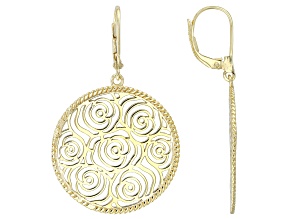 18K Yellow Gold Over Sterling Silver Rose Earrings
