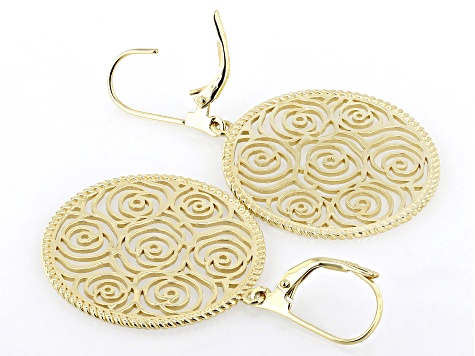 18K Yellow Gold Over Sterling Silver Rose Earrings