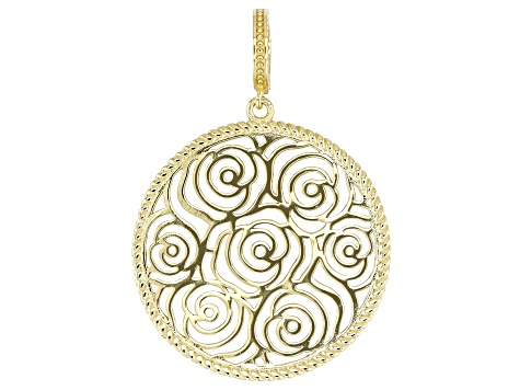 18K Yellow Gold Over Sterling Silver Rose Pendant