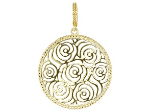 18K Yellow Gold Over Sterling Silver Rose Pendant