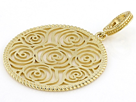 18K Yellow Gold Over Sterling Silver Rose Pendant