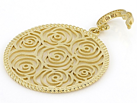 18K Yellow Gold Over Sterling Silver Rose Pendant