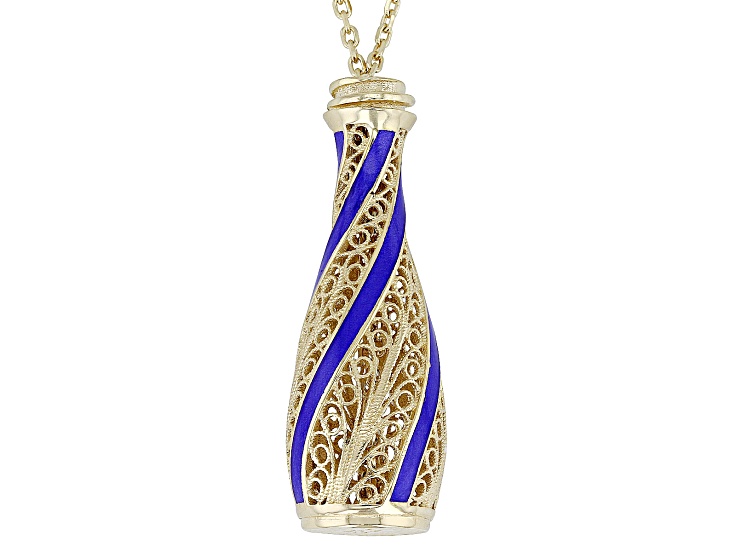 Blue Enamel Wrapped 18K Yellow Gold Over Sterling Silver